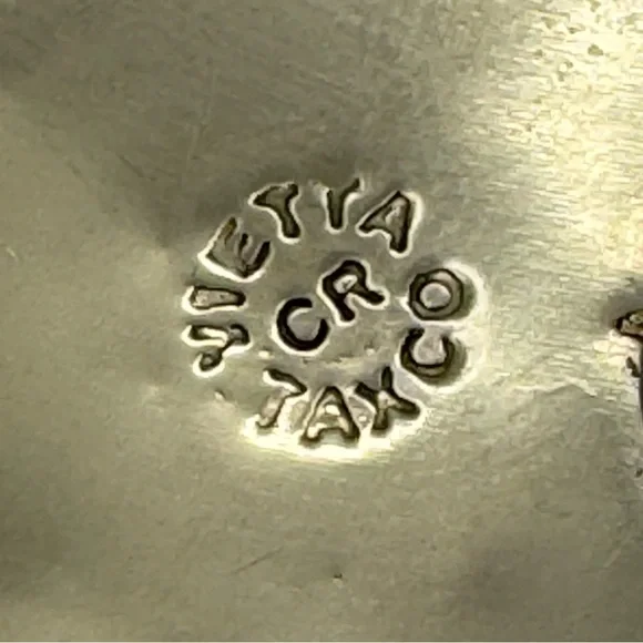 Vintage Taxco Mexico Silver Mother of Pearl Abalone Pink Flower Dangle Earrings - Picture 4 of 9